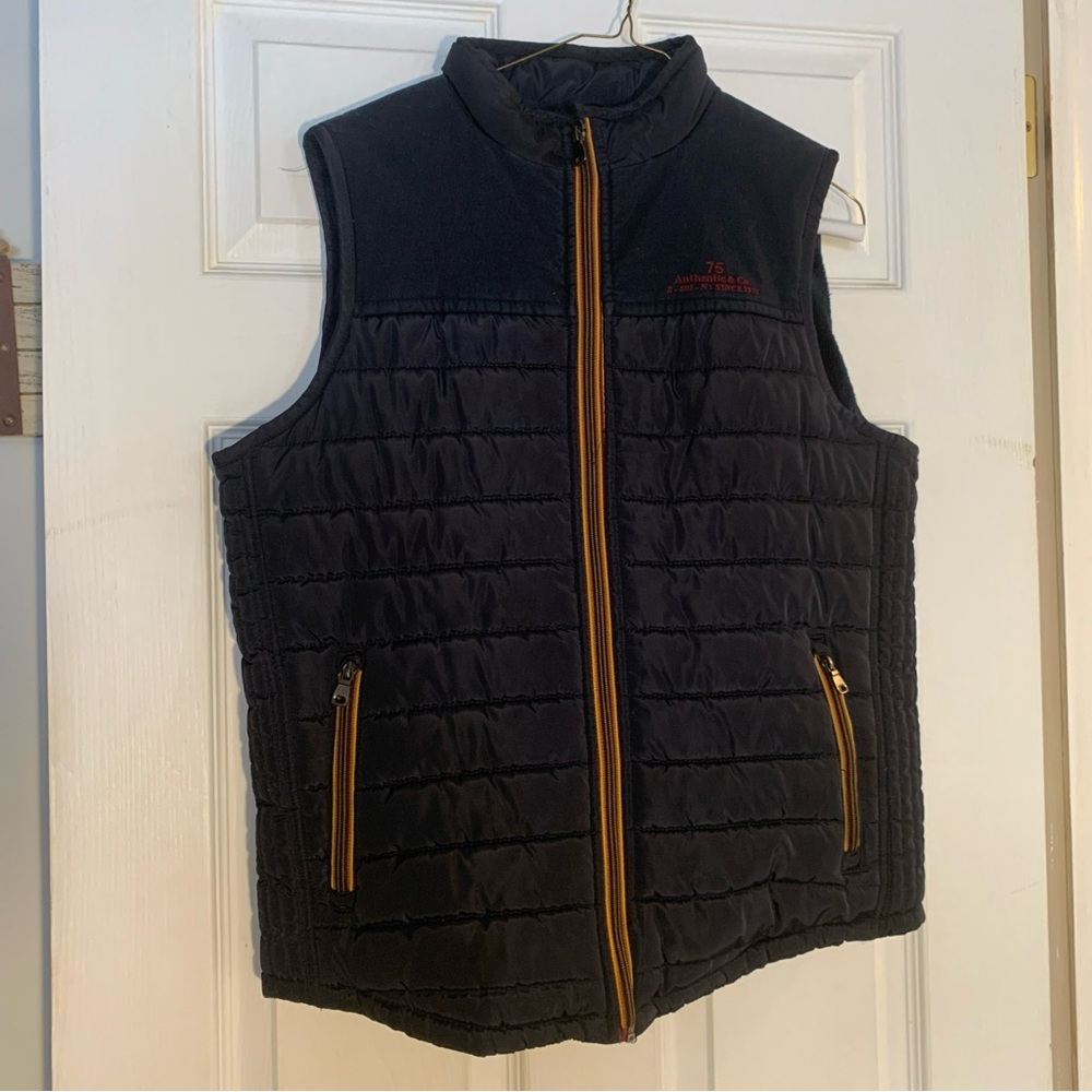 Holstark Men Navy Blue Vest Full Zip Lined Sz 16 Unisex Quilted Pockets XL Women